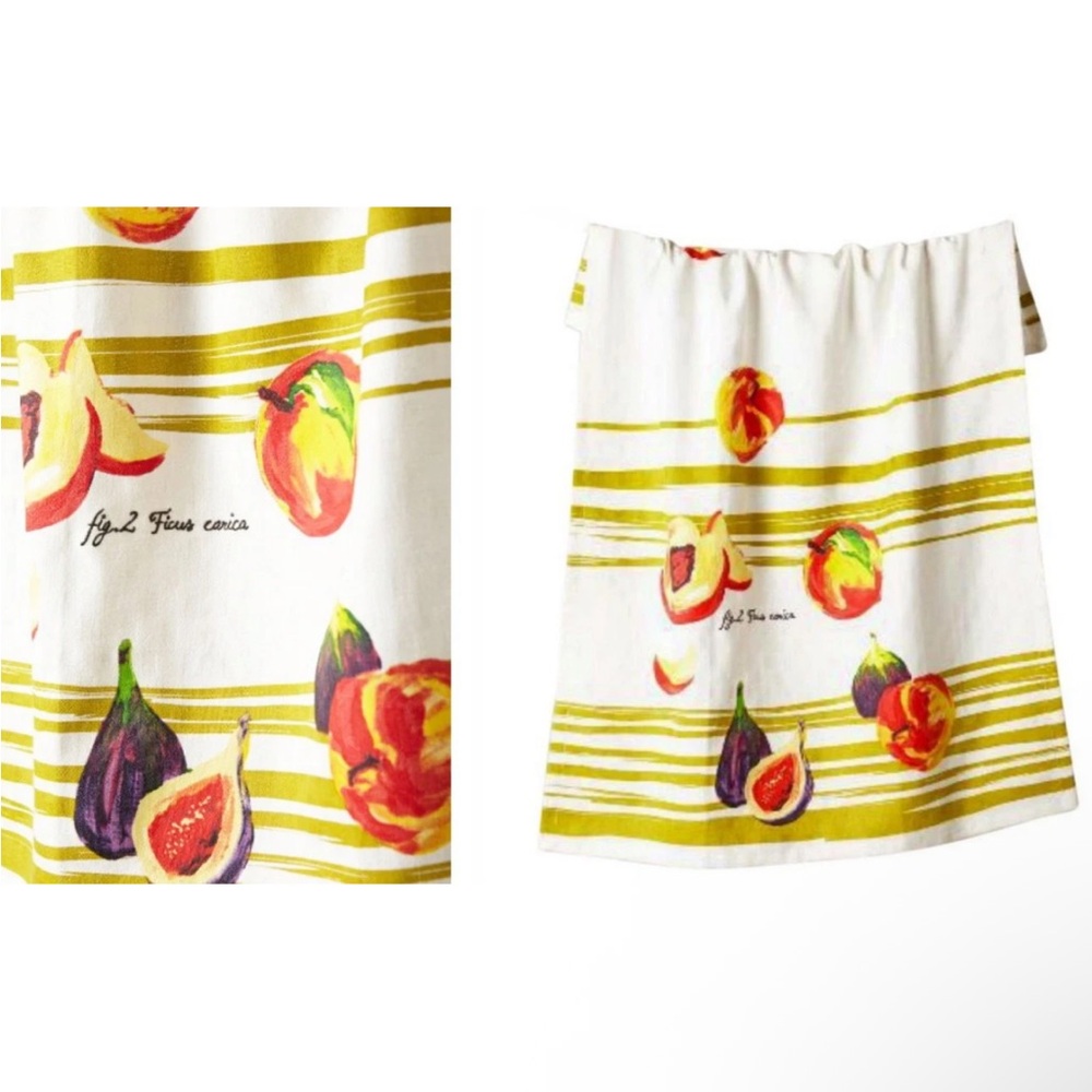 GR8 🎁 Anthropologie Tumbling Fruits 🍑 Dish Towel Cheerful 4 Mom Hostess Gift